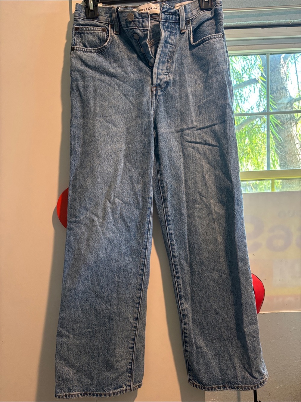 Aritzia Denim Forum The Farrah High Rise Wide Leg 28L Light Blue Jeans Size 25
